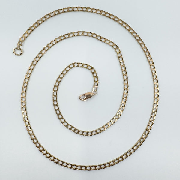 Vintage 9ct Rose Gold 21.5” Flat Curb Chain / Necklace 375 Unisex