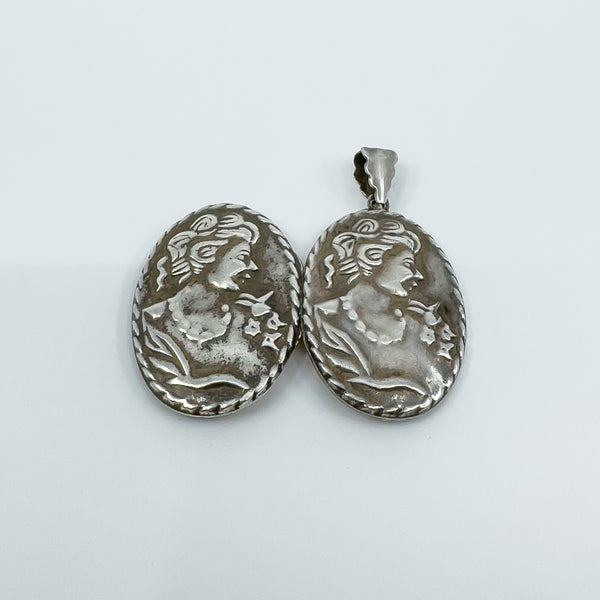 Vintage Sterling Silver  Double Sided Portrait Locket 925