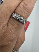 Wide Chunky Platinum Diamond Band / Ring 950 Size L - M