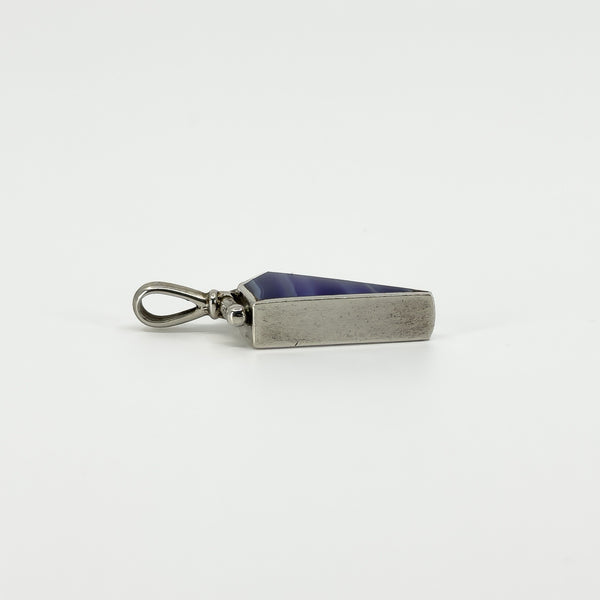 Chunky Vintage Double Sided Blue Agate & MOP Fob Pendant 925 by DSW
