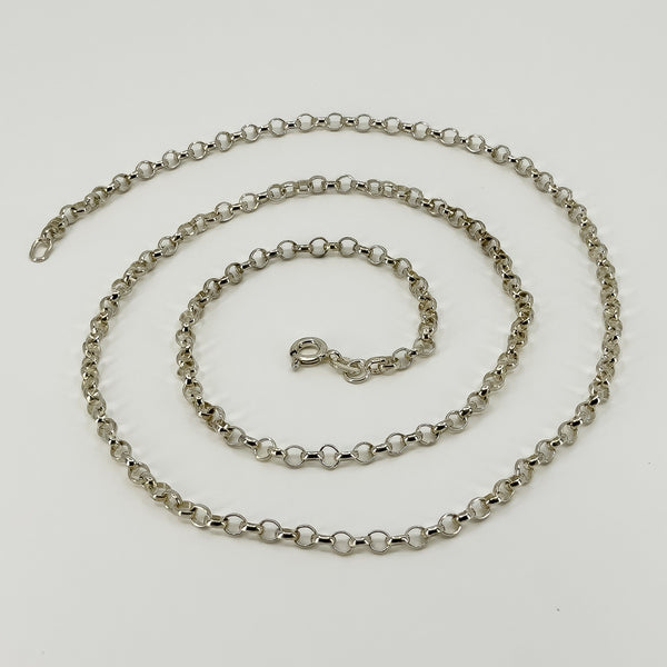 Vintage Sterling Silver 23.5” Rolo Links Chain Necklace 925