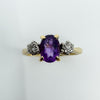 Vintage 9ct Gold 0.60ct Amethyst & Diamond Trilogy Ring 375 Size O Engagement