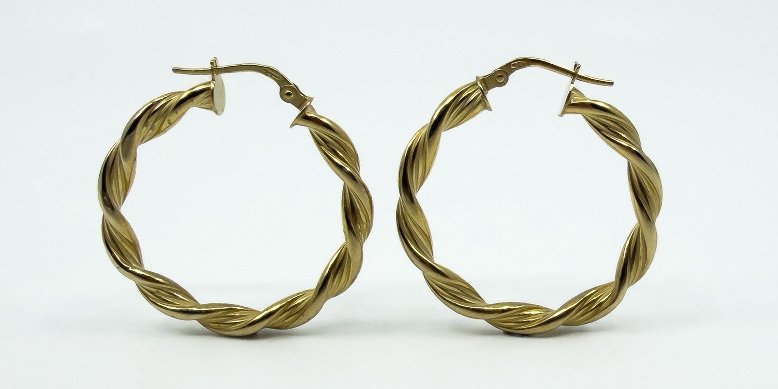 Large Vintage Twisted 9ct Gold Hoop Earrings 375