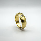 Vintage 18ct Gold 0.20ct Double Diamond Buckle Ring Size P Heavy 7g 6.9mm Band