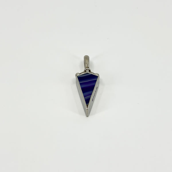 Chunky Vintage Double Sided Blue Agate & MOP Fob Pendant 925 by DSW