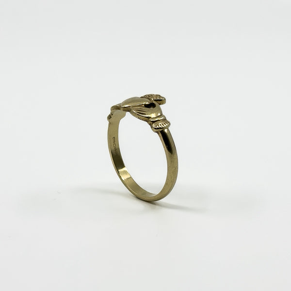 Vintage 9ct Gold Irish Claddagh Ring 375 Size Q - R 