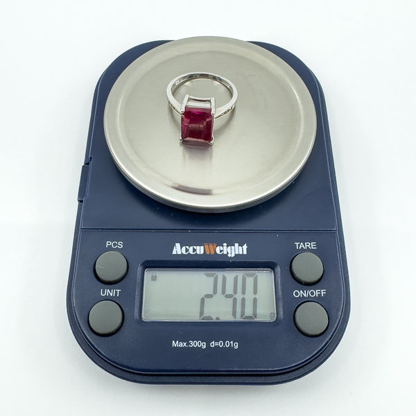 Large Sterling Silver 4.00ct Natural Ruby Solitiare Ring 925 Size K - L