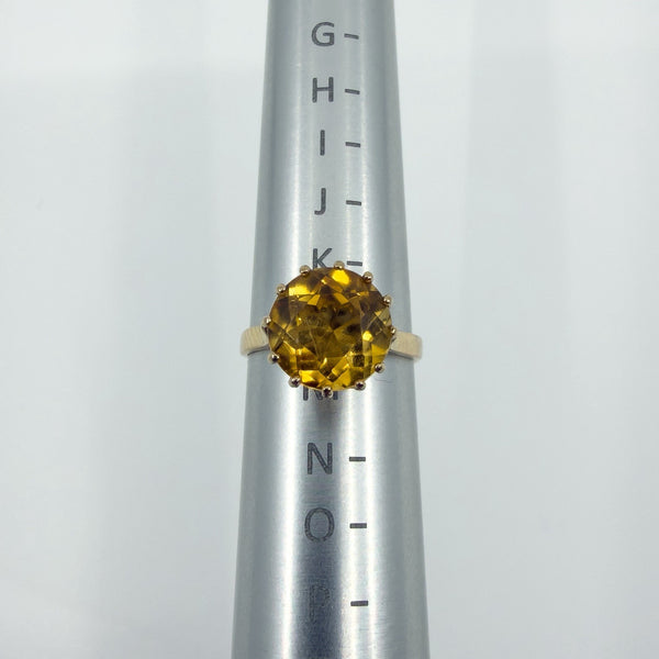 Vintage 9ct Gold 4.40ct Citrine Solitaire Cocktail Ring 375 Size K - L Birm 1992