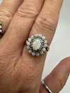 Vintage 9ct Gold Opal & Diamond Cluster Ring Size