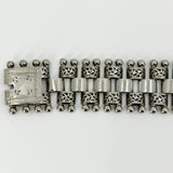 RARE Antique Victorian Sterling Silver Floral Engraved Book Chain Bracelet 925