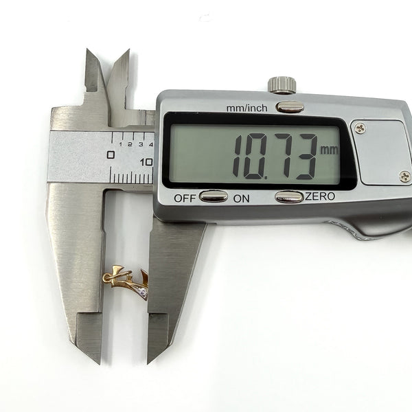 Tiny 14ct Gold Initial E CZ Pendant / Charm 585