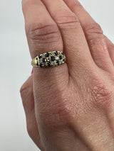 Antique Art Deco 18ct Gold Sapphire & Old Cut Diamond Half Hoop Ring 750 Size P