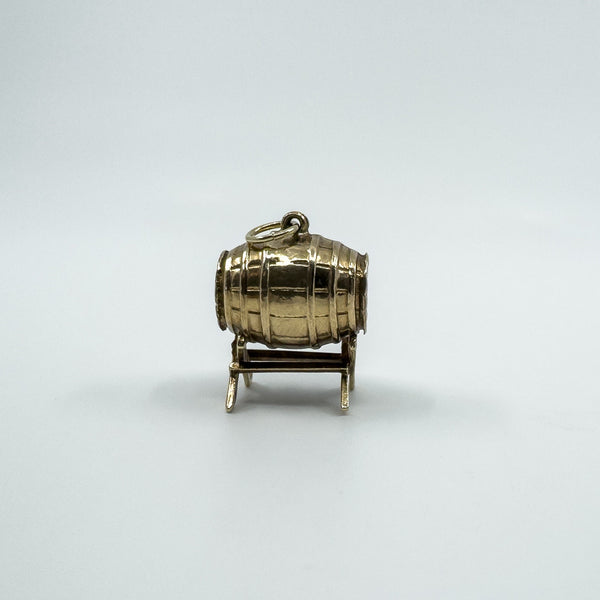 Large Chunky Vintage 9ct Gold Barrel Keg Pendant Charm 375 Whiskey Brandy Beer