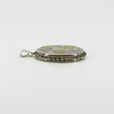Vintage Sterling Silver & Yellow Gold Oval Foliate Engraved Floral Locket 925