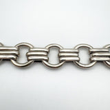 Wide Chunky Links & Hoops T-Bar Bracelet in Sterling Silver 925 Heavy 85g Unisex