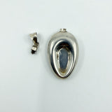 Unusual Chunky Vintage Sterling Silver Oval Perfume / Poison Bottle Pendant 925