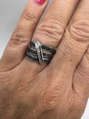 Sterling Silver Blue & White Diamond Eternity Band Ring Size L