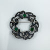 Large Vintage Sterling Silver Floral Green Chalcedony Brooch 925 Bernard Instone