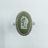 Vintage Sterling Silver Wedgewood Green Jasper Ware Cameo Ring 925 Size N - O