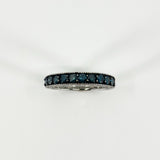 Sterling Silver 1ct Blue Diamond Half Eternity Band / Ring 925 Size R