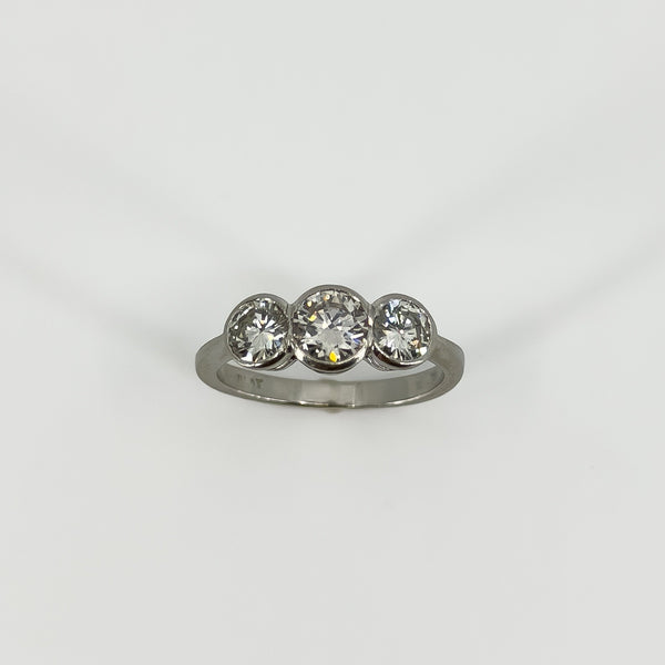 Vintage Platinum 1.60ct Diamond Trilogy Ring 950 Size L