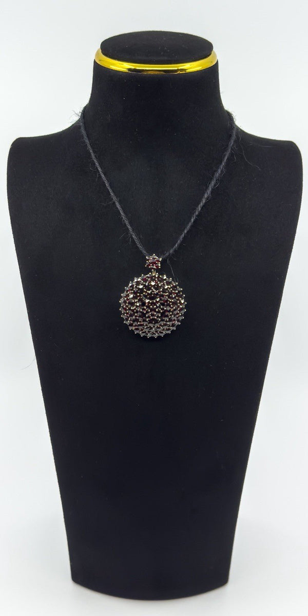 Large Antique Silver Gilt Bohemian Rose Cut Garnet Tiered Brooch / Pendant