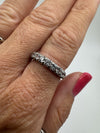 Vintage Sterling Silver CZ Half Hoop Eternity Stacking Band Size O 