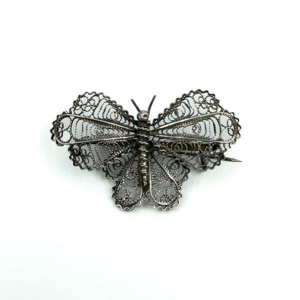 Vintage Sterling Silver Filigree Butterfly Brooch 925