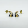 Vintage 9ct Gold & Onyx Dangle Drop Earrings 375 Art Deco Style (1981)