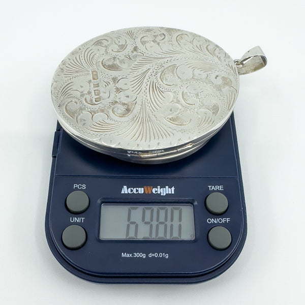 Rare Huge Oversized Chunky Vintage Sterling Silver Oval Photo Locket Pendant 69g