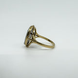 Vintage 9ct Gold Blue Agate Carved Cameo Ring Size Q 1/2