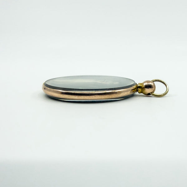 Large Antique 9ct Rose Gold Double Sided Glass Photo Locket 375 (Birm 1912)