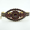 Large Antique Silver Gilt Bohemian Rose Cut Garnet Hinged Bangle / Bracelet 900