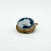 Vintage 9ct Gold Blue Agate Cameo Equestrian Horse Brooch / Pendant 375