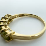 Vintage 9ct Yellow Gold 5x Stone 0.85ct Peridot Ring / Band 375 Size N Birm 2005