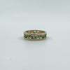 Chunky Vintage 9ct Gold Diamond & Emerald Full Eternity Band Ring 375 Size Q - R