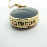 Vintage 9ct Gold Fob Earrings Blue John & Black Onyx 375 by David Scott Walker