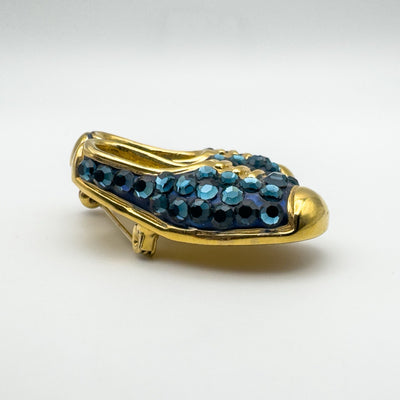 Large Blue Crystal Shoes Brooch by Suzanne Bjontegard
