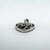 9ct White Gold Diamond & Onyx Heart Pendant / Charm 