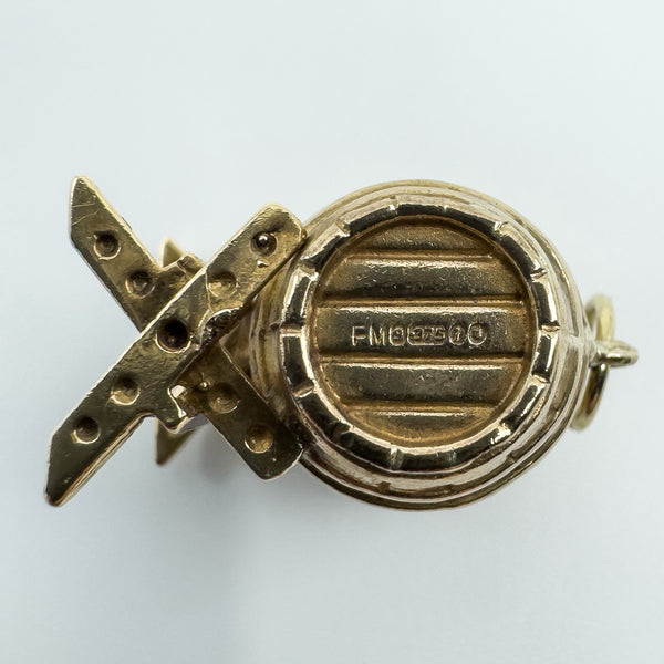Large Chunky Vintage 9ct Gold Barrel Keg Pendant Charm 375 Whiskey Brandy Beer