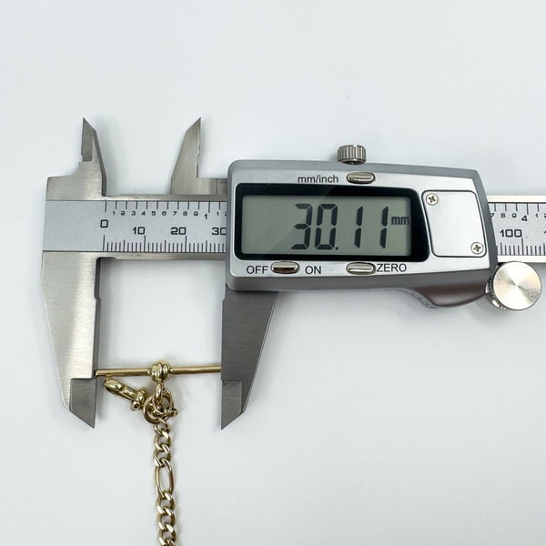 Vintage 9ct Gold Figaro Links with Dog Clip & T-Bar Charm 7.8” Bracelet 375 9.5g