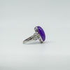 Large Sterling Silver 10ct Purple Chalcedony & Diamond Ring 925 Size N 