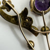Vintage 9ct Gold 1ct Purple Amethyst & Pearl Lavalier Pendant Art Nouveau 375