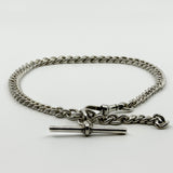 Antique 1899 Sterling Silver 14.5" Albert Curb Chain & T-Bar Pendant 925