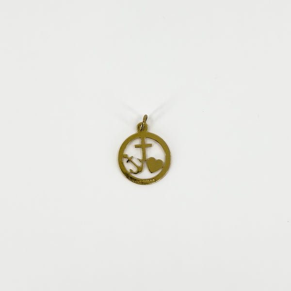 Vintage 9ct Gold Faith Hope Charity Pendant / Charm 375 by Georg Jensen