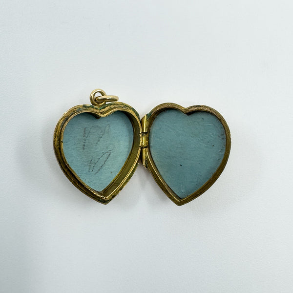 Vintage 9ct Gold Back & Front Heart Locket Etched Engraving 375
