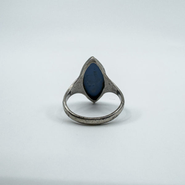 Vintage Sterling Silver Wedgewood Blue Jasper Ware Cameo Ring 925 Size K - L