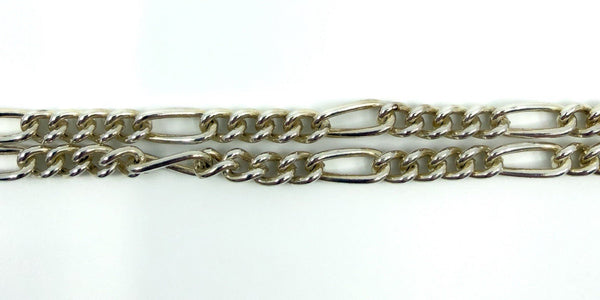 Vintage Sterling Silver 18” Figaro Chain Dog Clip & T-Bar Pendant 925