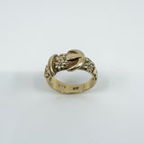 Vintage Chunky 9ct Gold Floral Engraved Buckle Ring 375 Size O 6.2g