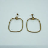 Unusual Large Rectangular 9ct Gold Hoop Earrings 375